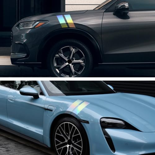 Image of TOMALL 2 Pair Racing Sport Stripe Vinyl Decals for Car Fender Hood Bumper Trunk Auto Stripe Graphic Stickers Decorations for Pickup Vehicle SUV Truck Off-Road (Gradient)