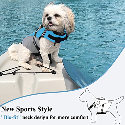 Vivaglory New Sports Style Ripstop Dog Life Jacket With Superior Buoyancy & Rescue Handle, Lake Blue, Xs #TOP2