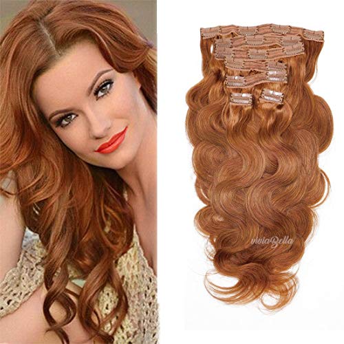 viviaBella Copper Red Body Wave Clip in Hair Extensions 18