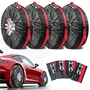 NICEWAT 4 Stück Reifentaschen 19-23 Zoll, Waterproof Staubdicht Reifentüten, Reifenschutzhülle mit Tragegriff, Winterreifen Sommerreifen Reifentasche für Sauberer Transport und Lagerung, L(Ø80cm)