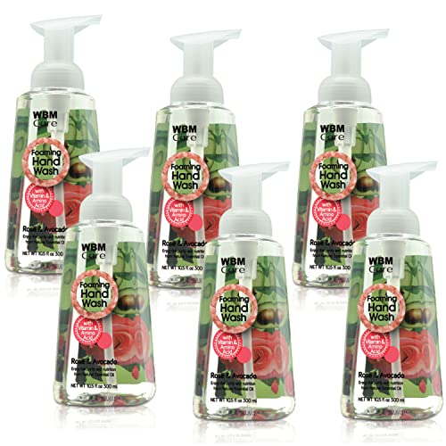 Foaming Soap, Formulated with Rose and Avocado Scent, Rich in Vitamin E & Amino Acid Natural Hand Wash, 300ml Each-Pack of 6