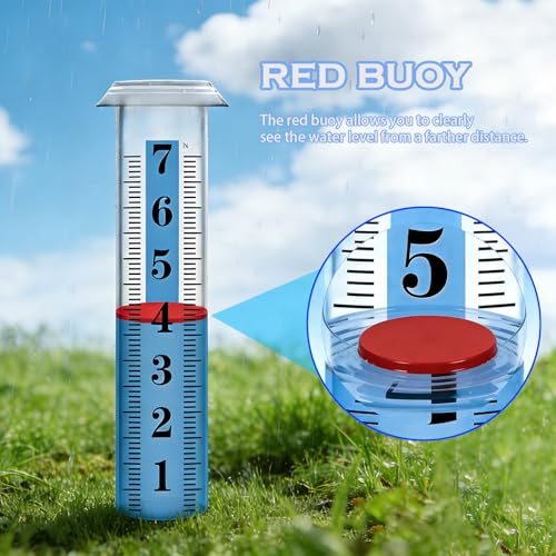 2PCS Rain Gauge Replacement Tube Plastic, Accurate Rain Gauge Outdoor, Thickened and Transparent 7" Capacity Tube with Blue Strip for Yard, 2 Rain Meter Tube with 1 Clean Brush and 2 Red Float by YZDTECH - Used condition - Image 3