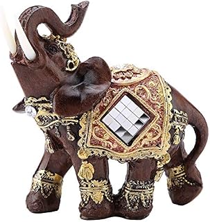 Lucky Wealth Elephant Statue, Lucky Feng Shui Wood Grain Elephant Statue Sculpture Wealth Figurine Gift Home Decoration(#2)
