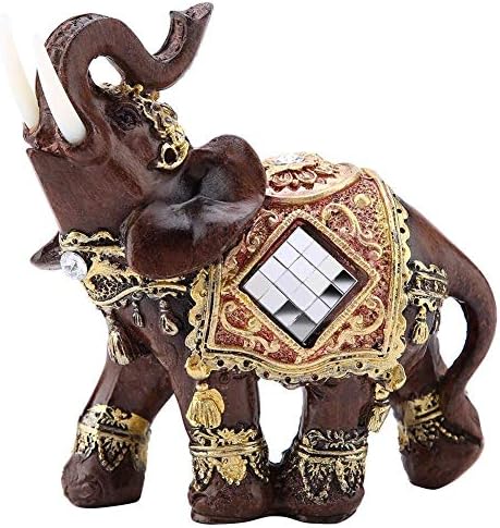 Lucky Wealth Elephant Statue, Lucky Feng Shui Wood Grain Elephant Statue Sculpture Wealth Figurine Gift Home Decoration(#2)