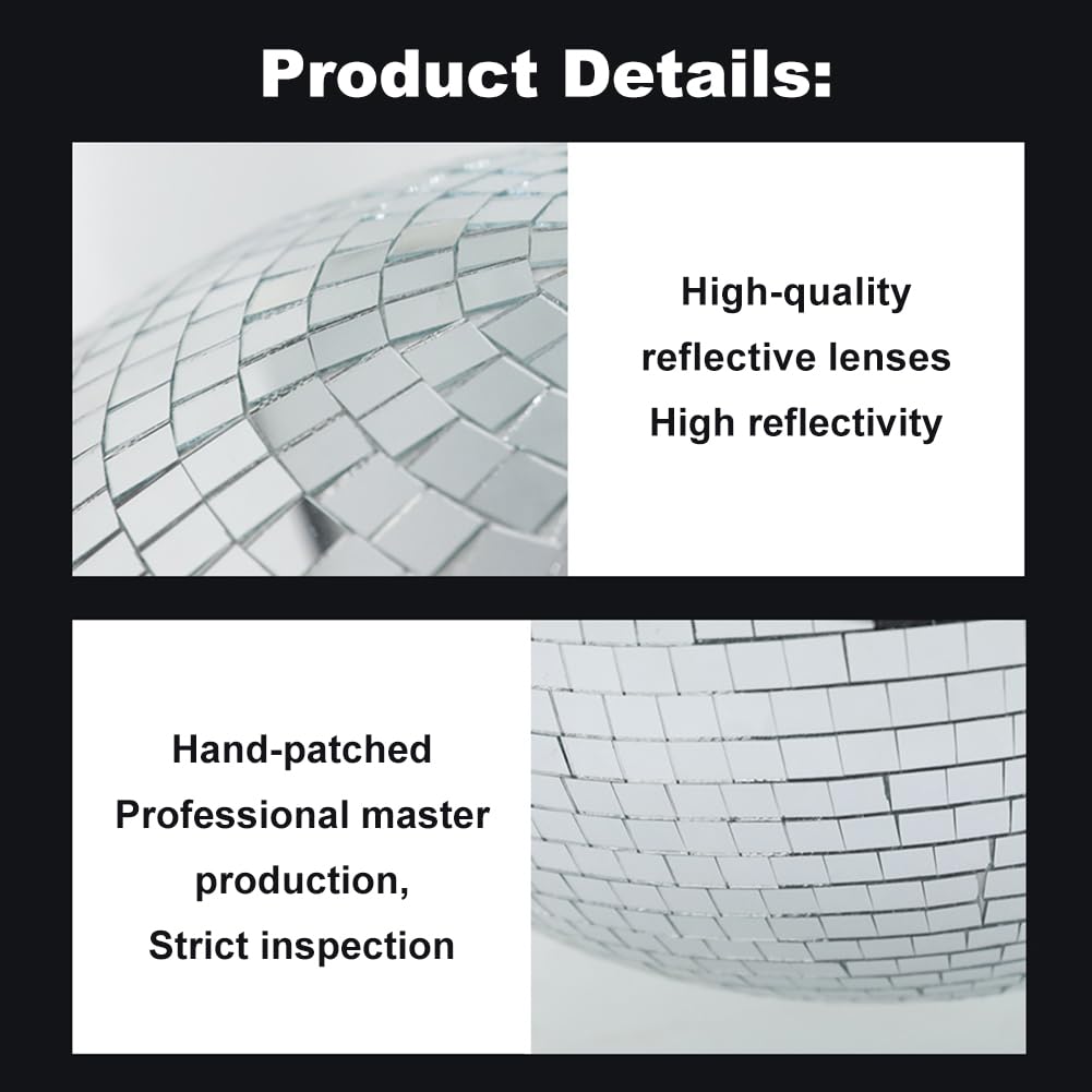Lot De 12 Boules Disco Miroir 8 Cm - Décoration Sapin Noël, Fêtes, Mariages, Anniversaires (noir Et Doré)