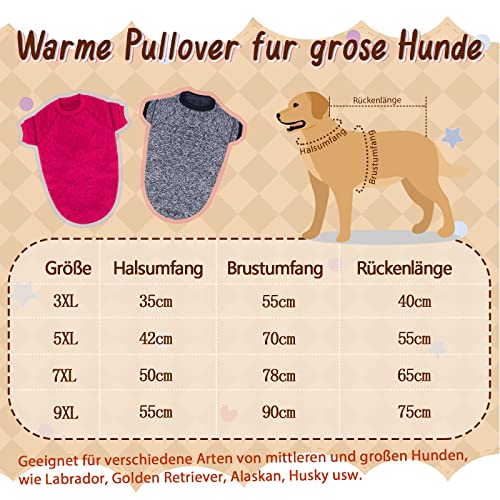 RANYPET 2 Stück Große Hundepullover für Winterhunde Klassischer Strickpullover Weiche Verdickung Warme Hundekleidung für Mittelgroße Hunde 3XL