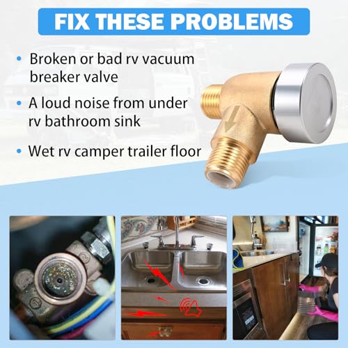 Image of Brass RV Vacuum Breaker Check Valve 571-VAC-CHK-A Camper RV Black Tank Check Valve Replace Leaking Vacuum Breaker on Black Tank System Trailer Flusher b&b Model 571 Check Valve