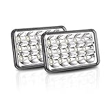 Catinbow Pair 4x6 LED Headlights 45W Rectangular H4 Plug H4656 H4651 4652 H4652 H4666 H6545 4651 Hi/Low Beam LED Sealed Beam Headlight 4X6 Assembly for Jeep Wrangler Freightliner Kenworth Peterbilt