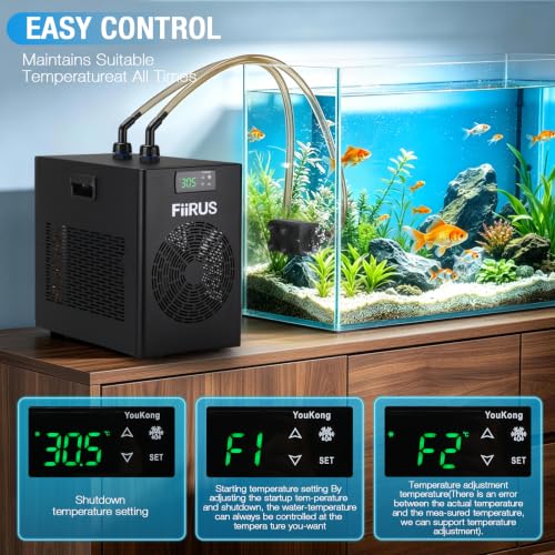 Image of Aquarium Chiller 42 Gallon, 1 /10 HP Quiet Water Chiller | Saltwater Freshwater, Control on your phone，Cooling for Axolotl Coral Hydroponics, Pump Included