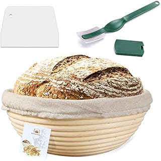 9 Inch Proofing Basket,WERTIOO Bread Proofing Basket + Bread Lame +Dough Scraper+ Linen