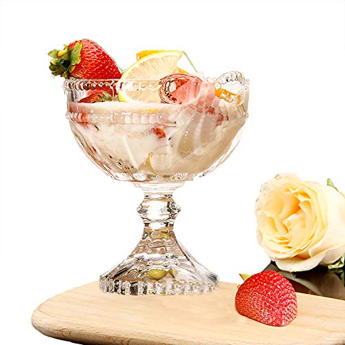 Classic Footed Dessert CupsGlass Ice Cream Bowls Sundae Cups Fruit Salad Bowls Dessert Bowls Parfait Glasses Solid Glass Color Set Of 3