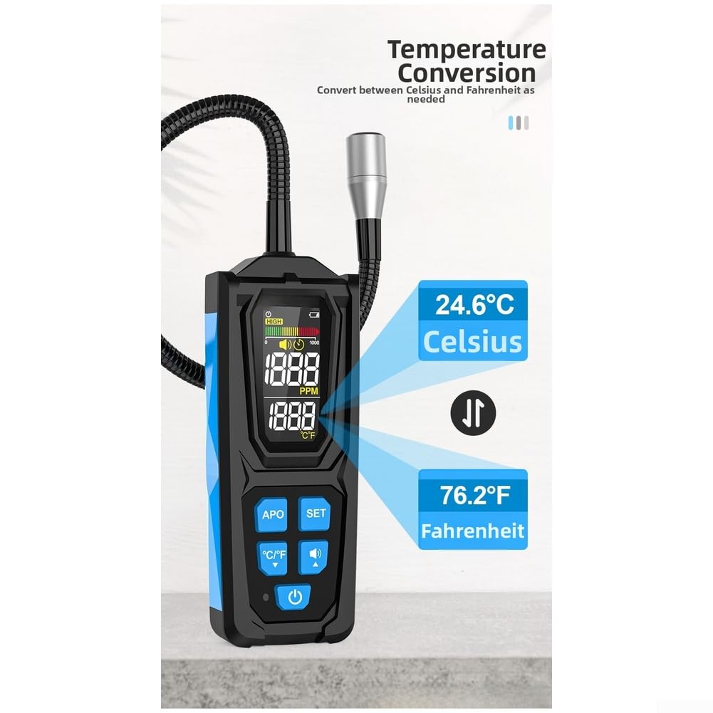 HD02 Digitales Lecksuchgerät für R22 R32 R134a mit dreifacher Alarm-Summer, Blinklicht und On-Screen-Benachrichtigung