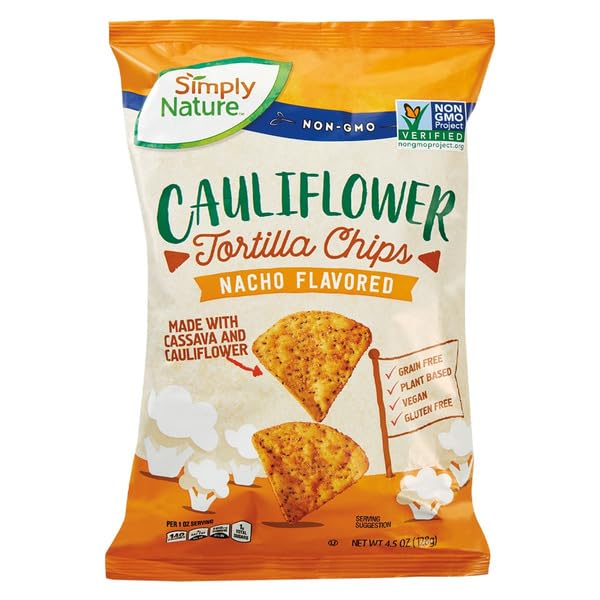 Simply Nature Nacho Cauliflower Tortilla Chips, 4.5 oz