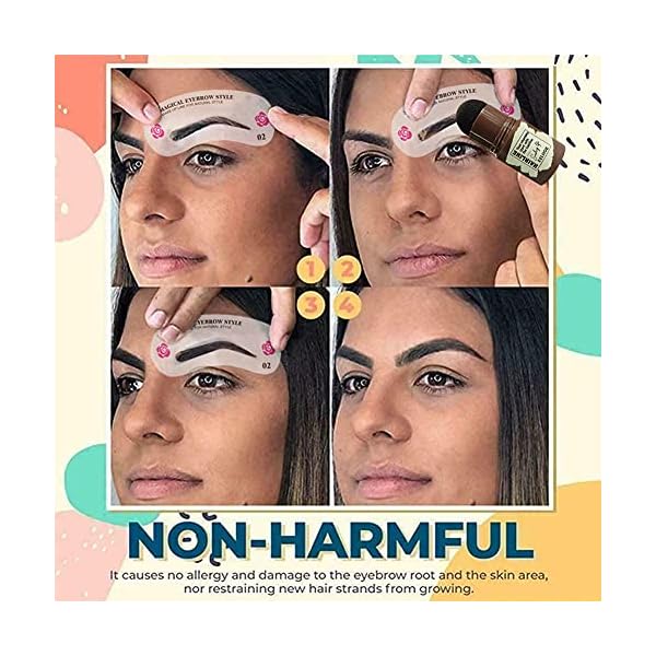 Eyebrow-Stamp-Waterproof-Brow-Stamp-Shaping-Kit-Eyebrow-Definer-with-24-Reusable-Eyebrow-Stencils-Hairline-Shadow-Powder-Stick-Black-brown Eyebrow Stamp Waterproof, Brow Stamp Shaping Kit Eyebrow Definer, with 24 Reusable Eyebrow Stencils, Hairline Shadow Powder Stick (Black-brown)