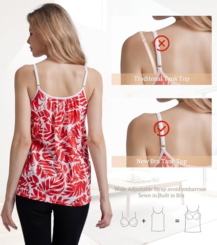 Image of Camisoles for Women with Built in Bra Adjustable Strap Tank Tops Cami Sleeveless Summer Tops for Workout Sleeping Traveling