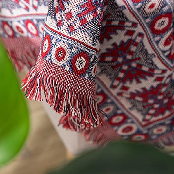 BEAUUP Grote plaid deken, Bohemian Geometry Patroon Kwasten Dekens Multifunctionele Gebreide Plait Voor Slaapbank Bank Fauteuil, Rood, 90x240CM (Rood 230x340CM)