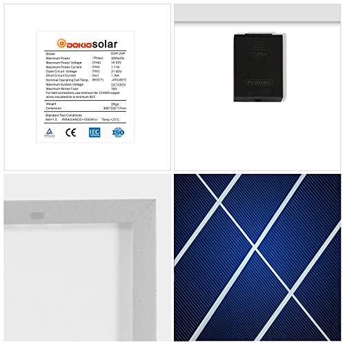 DOKIO Polykristallines Solarmodul 20W 12V mit Laderegler (2X USB-Port) für Wohnmobil, Camping, Gartenhaus – Bild 5