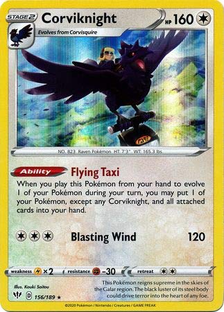 The Pokemon Company International Pokemon Single Card CORVIKNIGHT 156/189 Holo DARKNESS ABLAZE, Multicolored