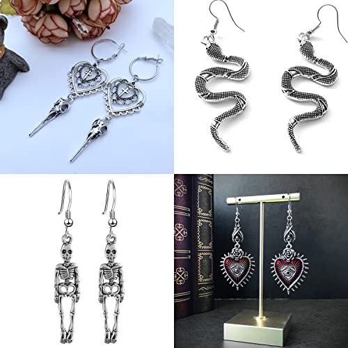 Cogu 12 Pairs Gothic Punk Vintage Earrings Set Grunge Goth Punk Rock Harajuku Emo Jewelry Silver Bat Cross Snake Pentagram Sword Razor Blade Skeleton Raven Skull Evil Eye Vampire Death Halloween Earrings For Women Girls With Delicate Gift Box #TOP2