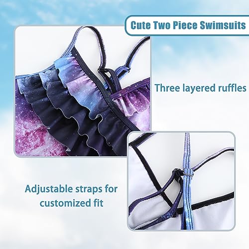 Image of Girls Tankini Swimsuits Two Piece Bathing Suit Hawaiian Ruffle Swimwear Set for Kids Girls 3-16 Years