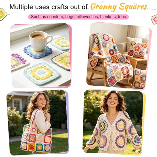 Image of Katech Crochet Kit for Beginners, 50 Pattern Granny Square Crochet Kits for Adults Beginner Learn to Crochets w /Video Tuturials, Knitting Kit w /1378yds Yarn for Crocheting Blanket or Shawl