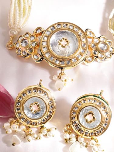 Image of Rubans Choker Necklace Set Kundan Traditional Stylish Jewellery Gift for Women & Girls