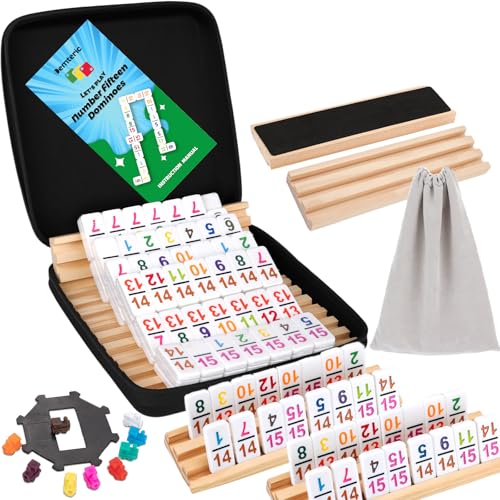Mexican Train Dominoes Double 15 con 8 Soportes de Madera miniatura 2