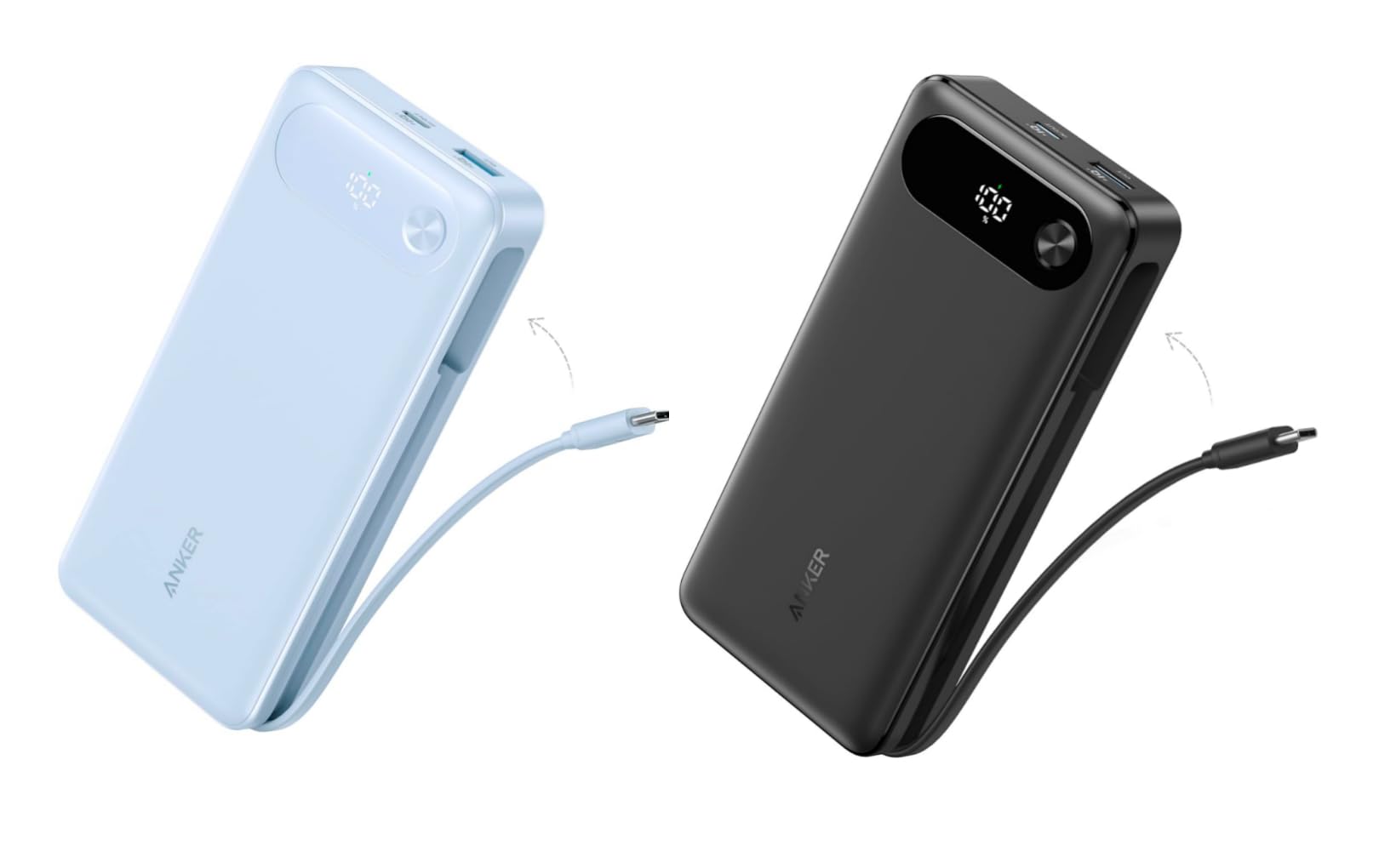 Anker Power Bank 20 000mAh Portable Charger with Built-in USB-C Cable 87W Max Fast Charging Battery Pack for