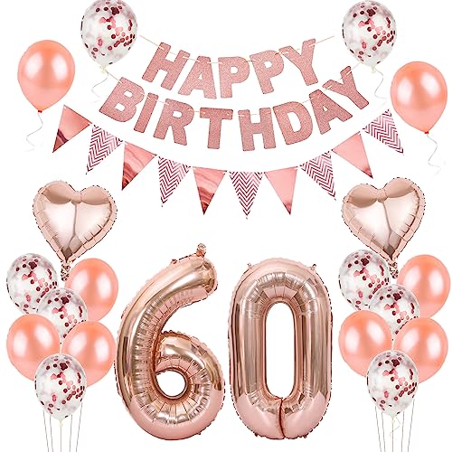 Globos 60 cumpleaños Mujer decoracion oro rosa,decoracion cumpleaños 60 años Mujer,globos 60 cumpleaños decoracion 60 cumpleaños Mujer decoracion oro rosa,banderola 60 cumpleaños Mujer decoracion