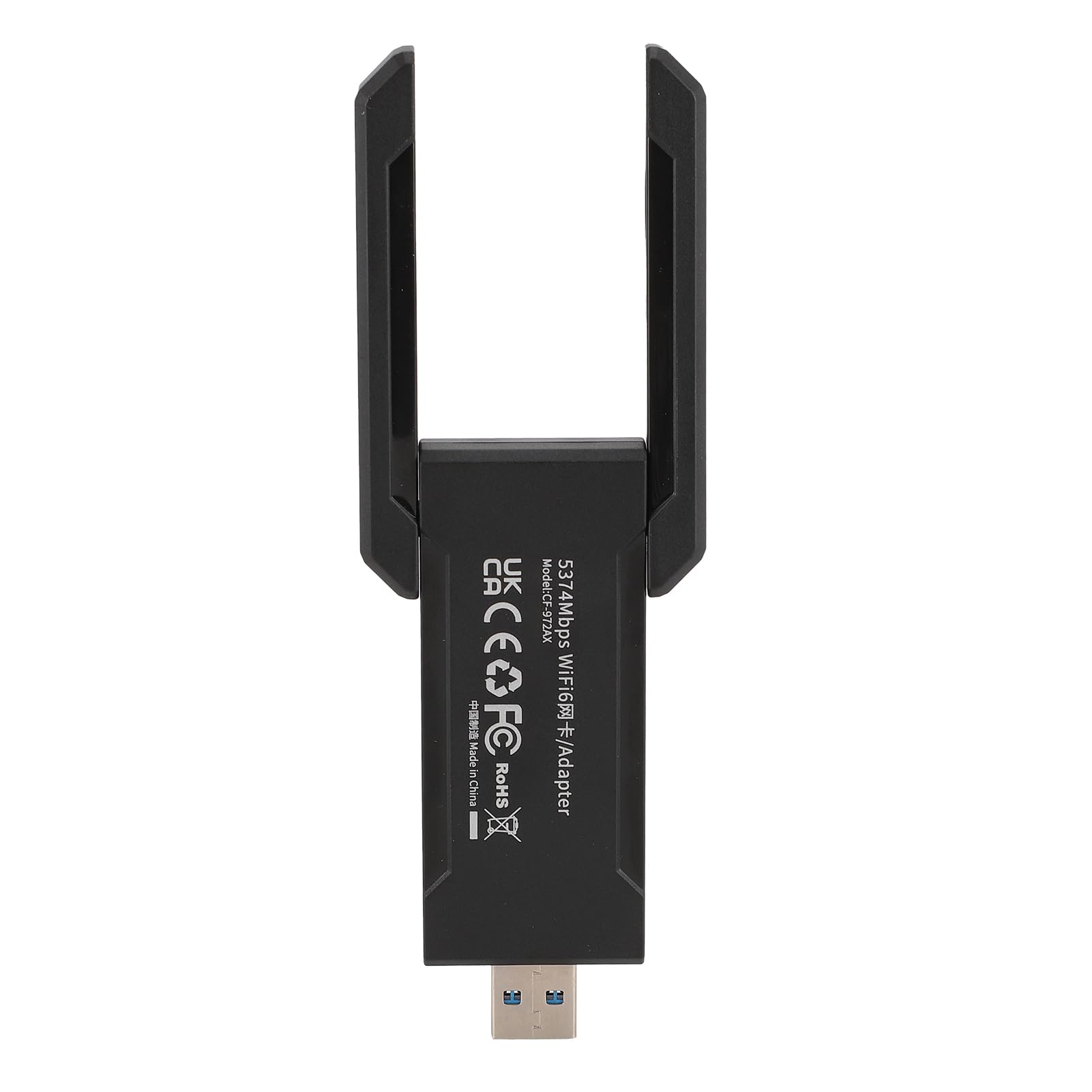 Adaptador de Tarjeta de Red inalámbrica USB Tri Band 5374Mbps WiFi 6 Tarjeta de Red para Juegos Antenas giratorias duales de Alta Velocidad y Baja latencia para transmisión