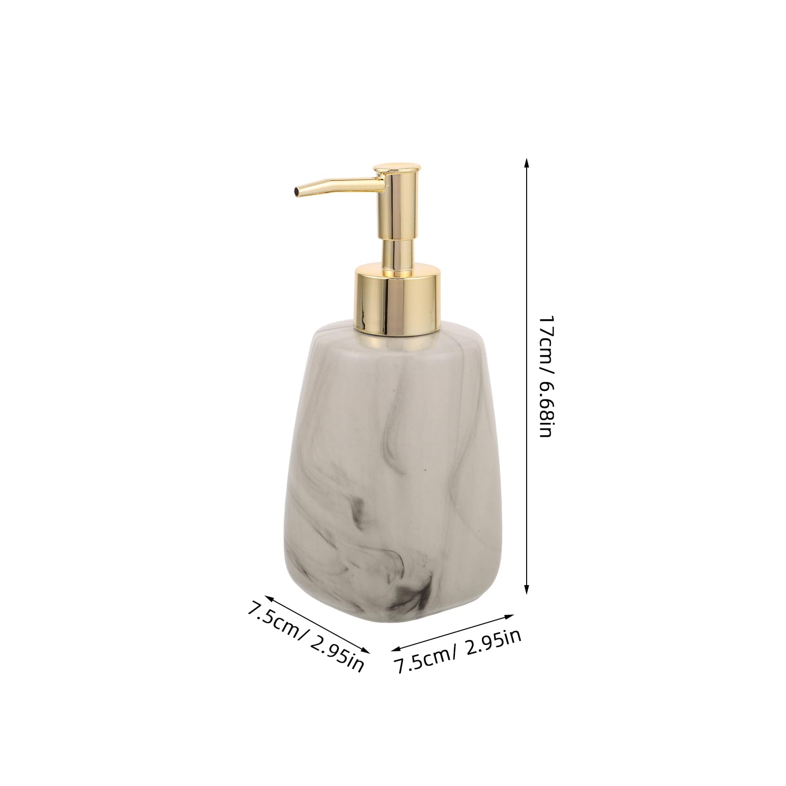 Didiseaon Dispensador de Jabón de Cerámica Estampado Mármol, Botella Cuadrada de 350 Ml para Baño y Cocina, Dispensador Líquido Recargable para Gel, Champú y Loción, Diseño Moderno