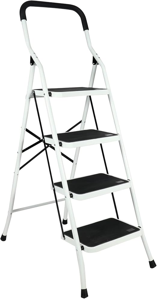 REDCAMP Folding Step Ladder 4 Step, Heavy Duty Sturdy Step Ladder with Handrails, Wide Ladder
