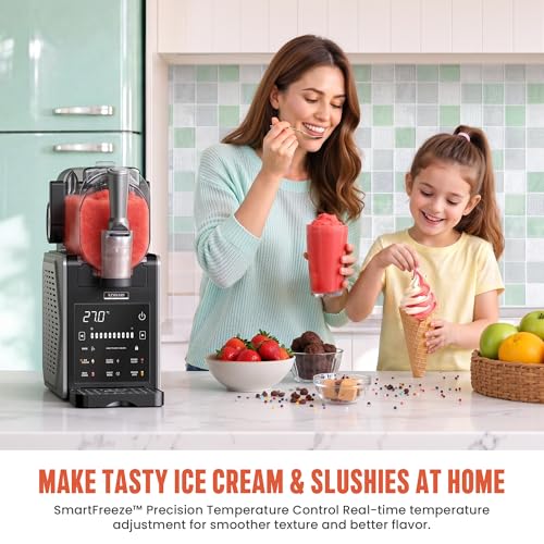 Image of Slushie Machine & Ice Cream Maker, 85oz Larger Slushie Machine for Home with LED Display, 6 Preset Programs | Auto-Clean, Frozen Drink Machine for Margaritas, Frappes & Smoothies, No Ice Needed