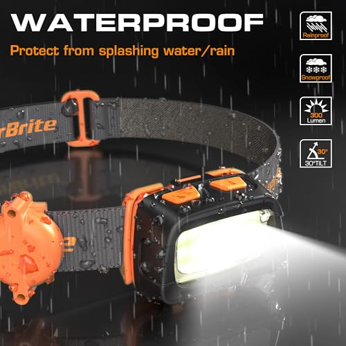 Image of EverBrite Headlamp - 300 Lumens Headlight with Red /Green Light and Tail Light, 7 Lighting Modes, Perfect for Trail Running, Camping, Hiking and More, Adjustable Headband, 3 AAA Batteries Included
