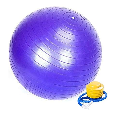 888Warehouse Exercise Workout Yoga Ball (Multiple Sizes) for Fitness, Pilates, Sculpting, Stability, Balance & Yoga - Quick Pump Included - Anti Burst Professional Quality Design (Purple, 55 cm) Cover