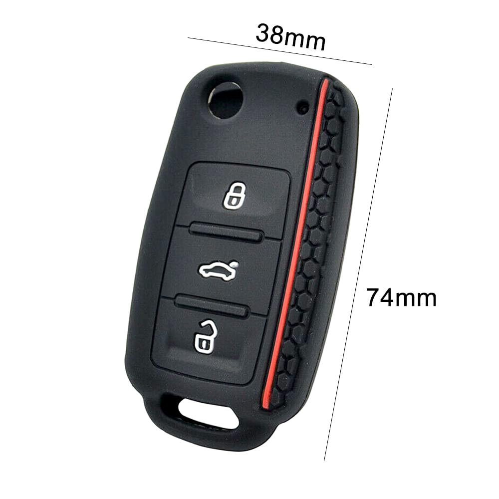 Berfea Custodia per portachiavi in silicone senza chiave per telecomando compatibile con VW Tiguan Golf Polo Jetta Passat