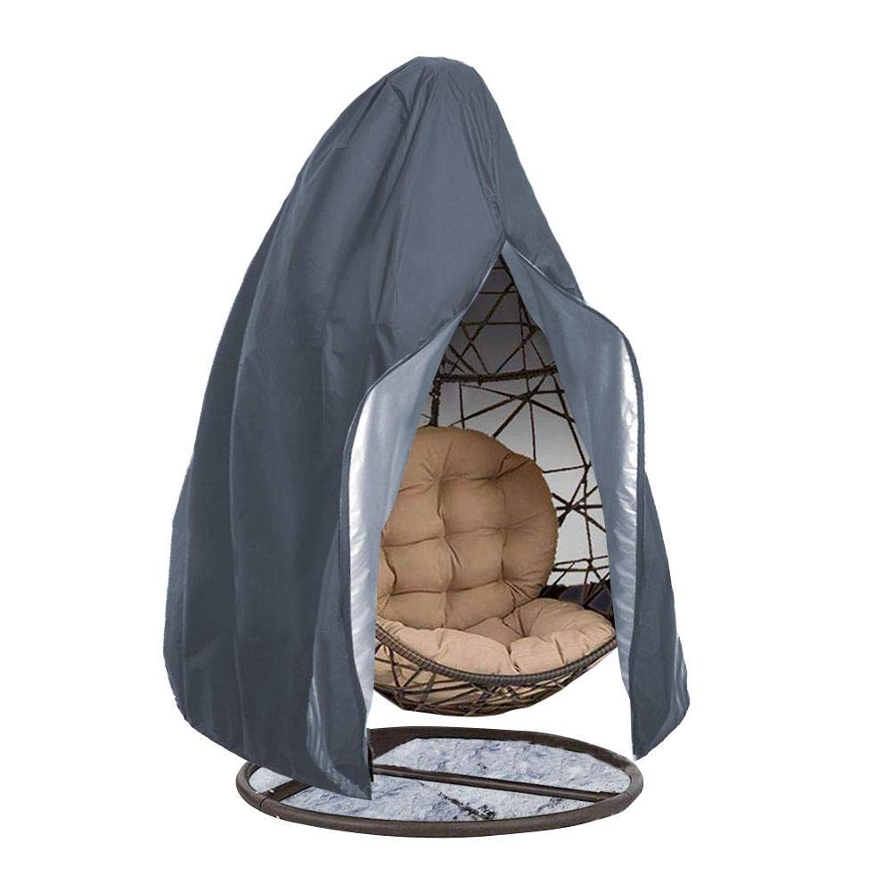 Housse de Protection imperméable pour Fauteuil Suspendu en Forme d'œuf - 190 x 114 cm - Haute Performance - 210D - pour Porche de Jardin - avec Ourlet élastique - Cordons de Serrage - Gris