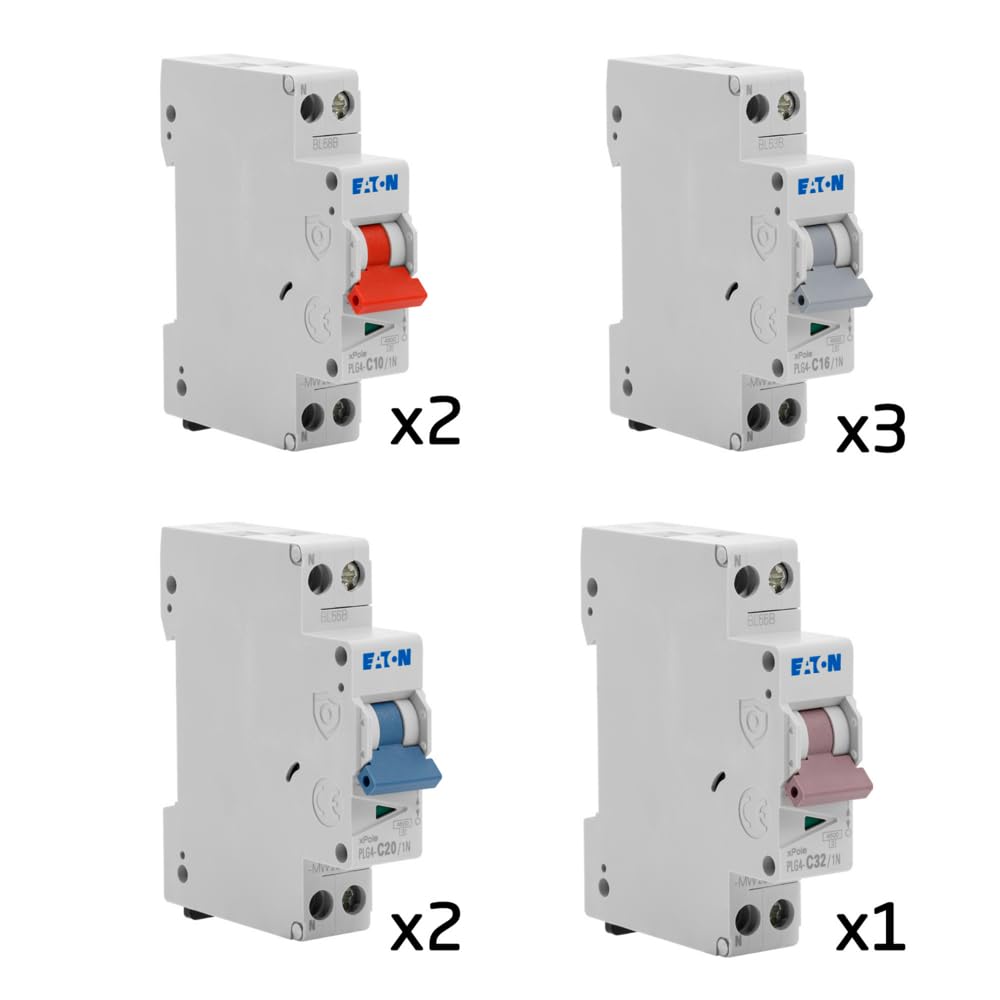 EATON - Lot De 8 Disjoncteurs Modulaires Ph+N – 2×10A, 3×16A