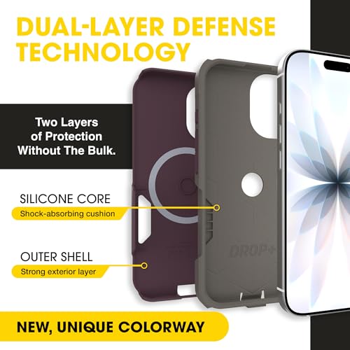 Image of OtterBox iPhone 17 (Only) - Commuter Series Case - Built-in MagSafe - Thin, Dual-Layer, Pocket-Friendly, Port Cover - Purple-ish on Purpose