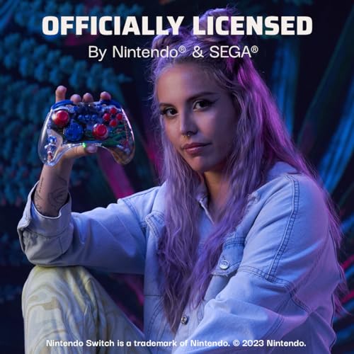 Image of PDP REALMz Wireless Nintendo Switch Pro Controller, Customizable LED, 40 Hour Rechargeable Battery Power, Officially Licensed by Nintendo and SEGA: Sonic Superstars (Sonic Green Hill Zone)
