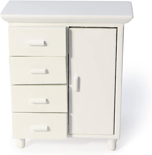 Miniatura 5 de Mesitas de noche para casa de muñecas, mesita de noche de madera en miniatura, mueble de mueble a escala 112, modelo de estante para mini aparador