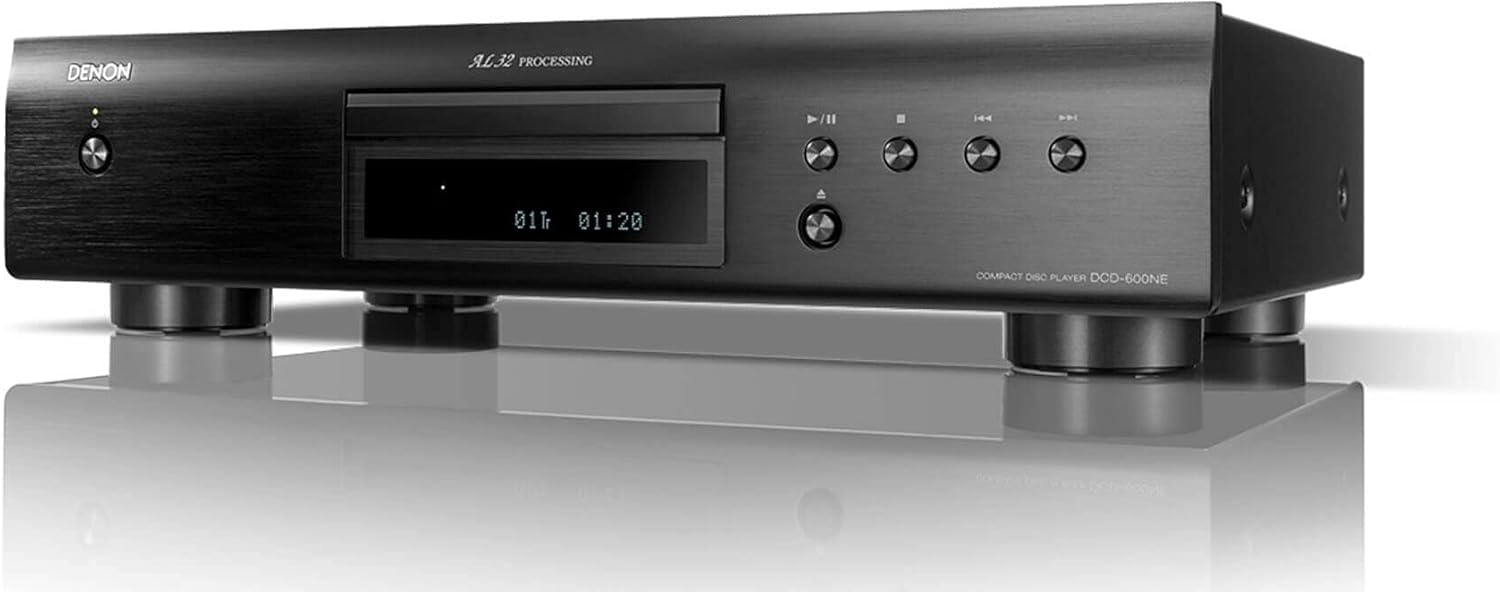 Denon DCD-600NE CD Player, HiFi System, CD-R/RW, MP3, WMA, Pure Direct Mode, AL32 Processing, Optical Output - Black