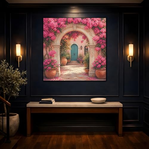 Tableau bougainvillier rose 15x15 cm impressionnisme pour salon - 4