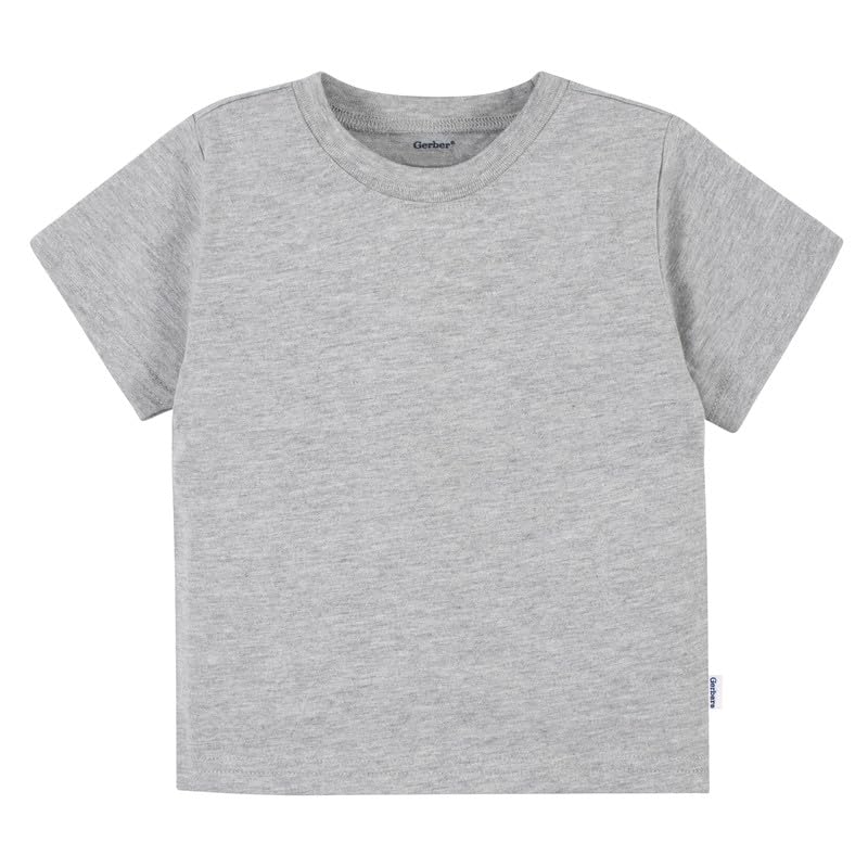 Image of Gerber Baby & Toddler 5-Pack Solid Short Sleeve T-Shirts Jersey 160 GSM