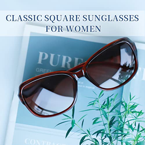 SIPHEW Polarized Sunglasses for Women | Vintage Square Sunglasses w UV400 Protection | Womens Wraparound Shade3