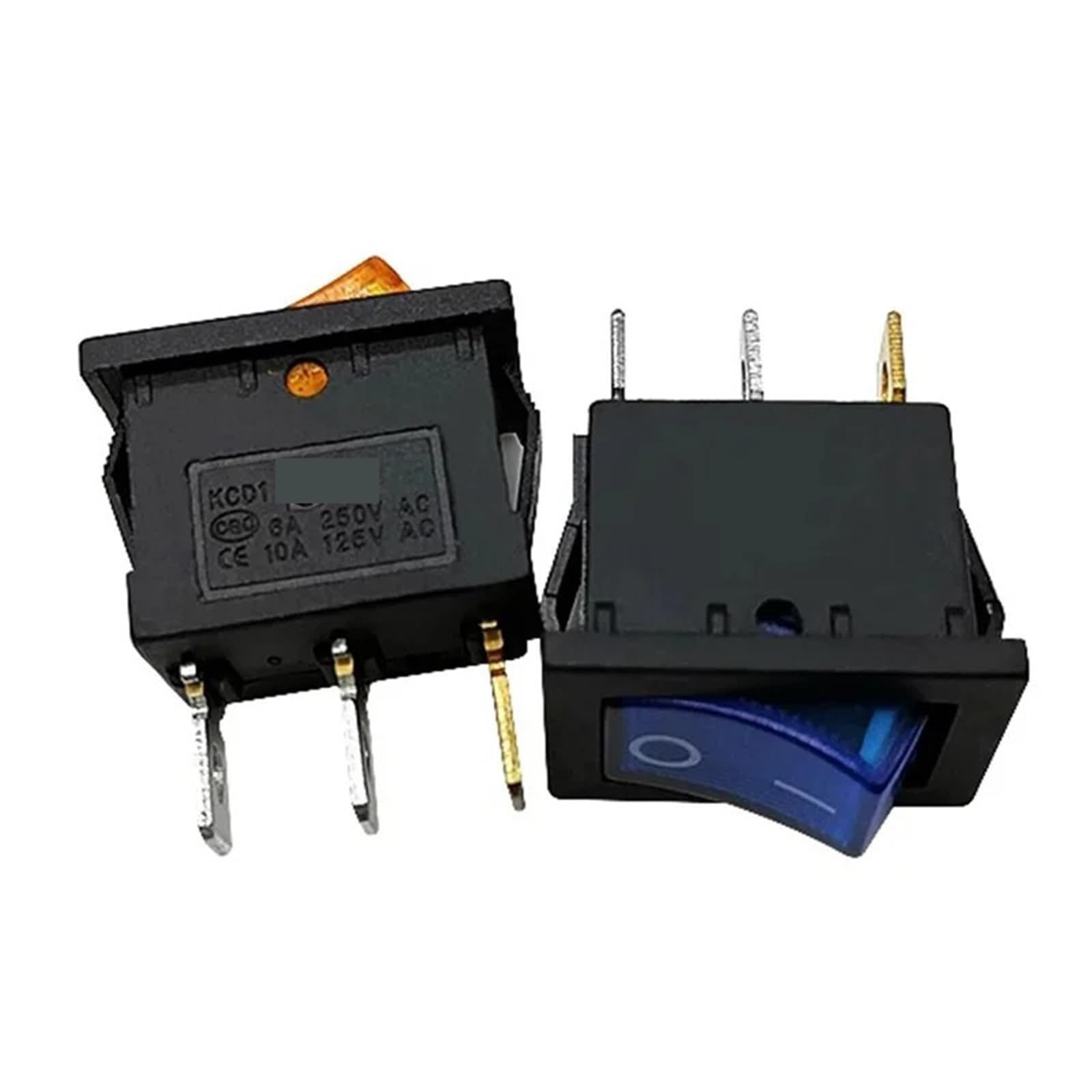 Interruptor basculante KCD1 de 2 y 3 pines for barco o coche, 6 A/10 A, 250 V/125 V CA, botón rojo, verde y azul, 5/20 unidades(4Pin Blue LED,20PCS)