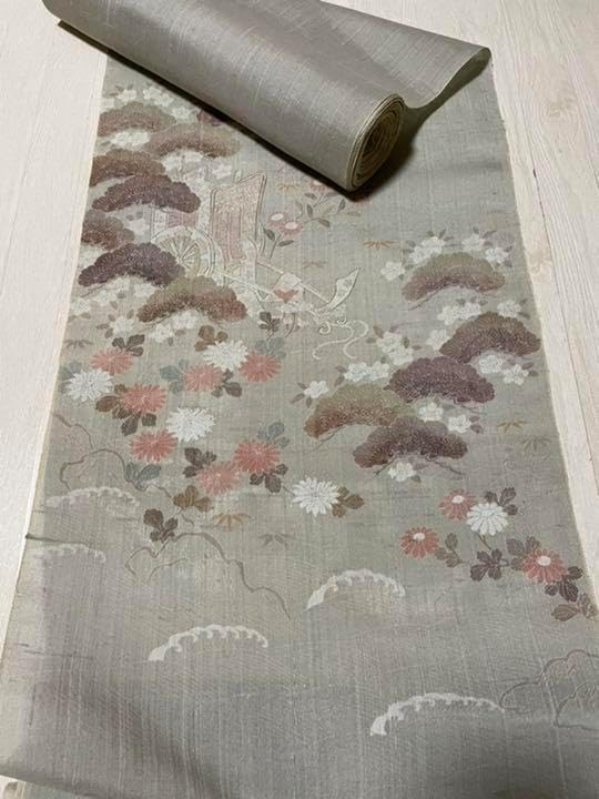 正絹 紋紗 反物 斜め暈し 唐草洋花模様 京友禅 コートにも 3403 羽織