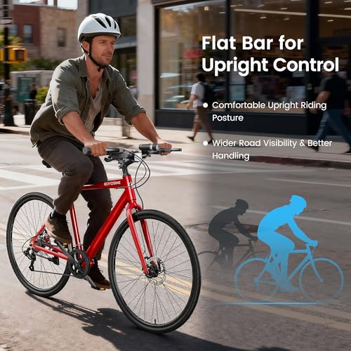 MOPHOTO Hybrid Bike for Adults, 700C City Commuter Bicycle,