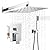 BWE 10 Inch Square Bathroom Luxury Rain Mixer Shower Combo Set Wall Mounted Shower Kit Rainfall Shower Head System Polished Chrome Shower Faucet Rough-in Valve Body and Trim Included