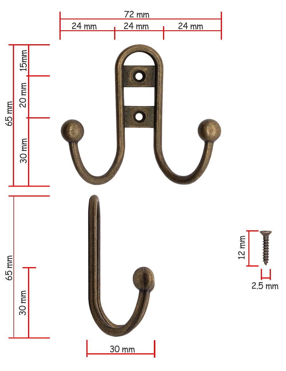 Ganci Appendiabiti In Ferro - Set Da 6, Nero, Per Casa E Bagno - Foto 5